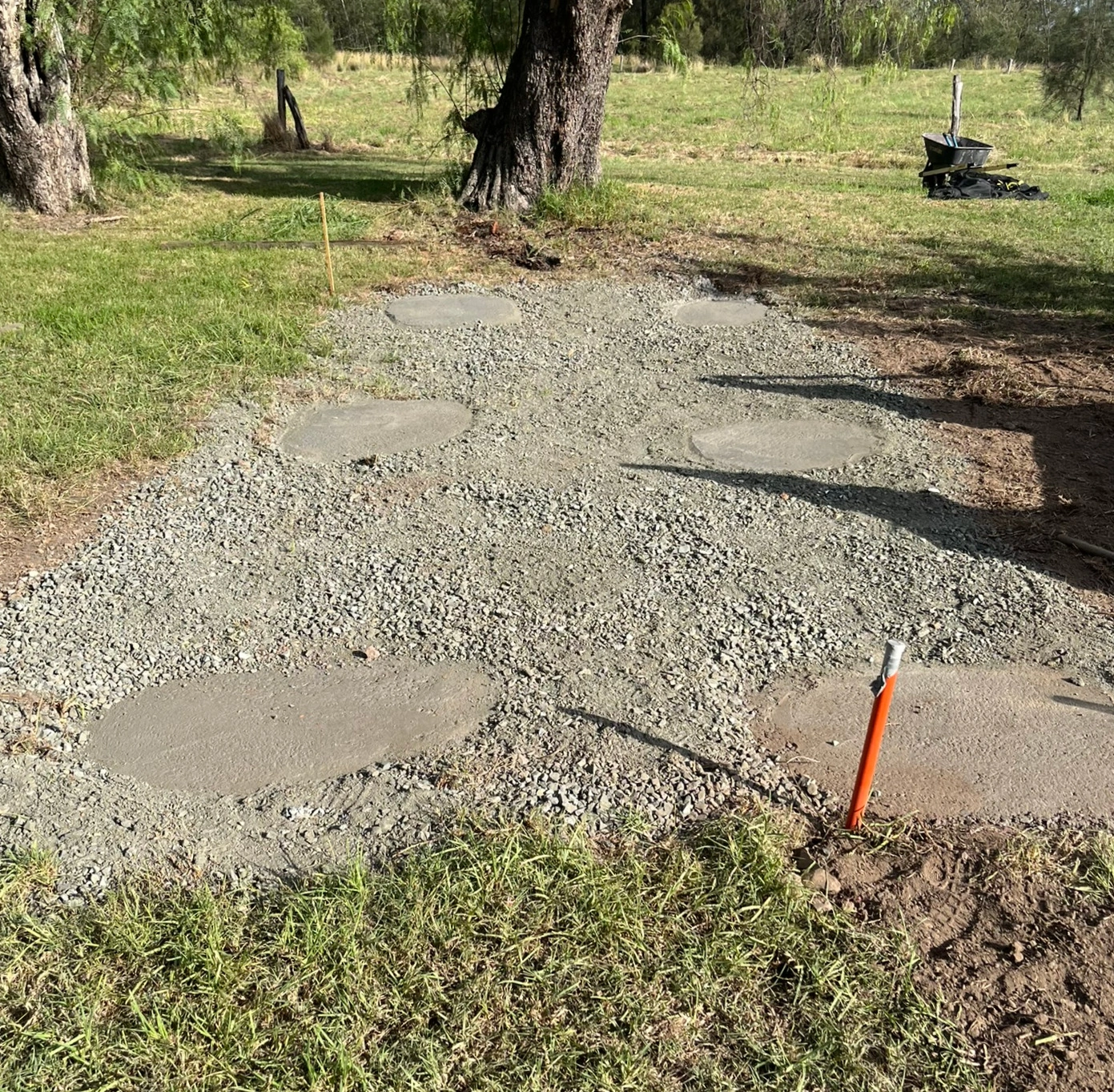 Concrete footings (x6) poured ahead of delivery day.